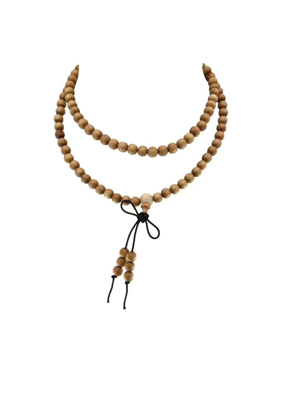 Natural Cypress Wood 108 Mala Beads 6mm Prayer Necklace Bracelet 10.5g